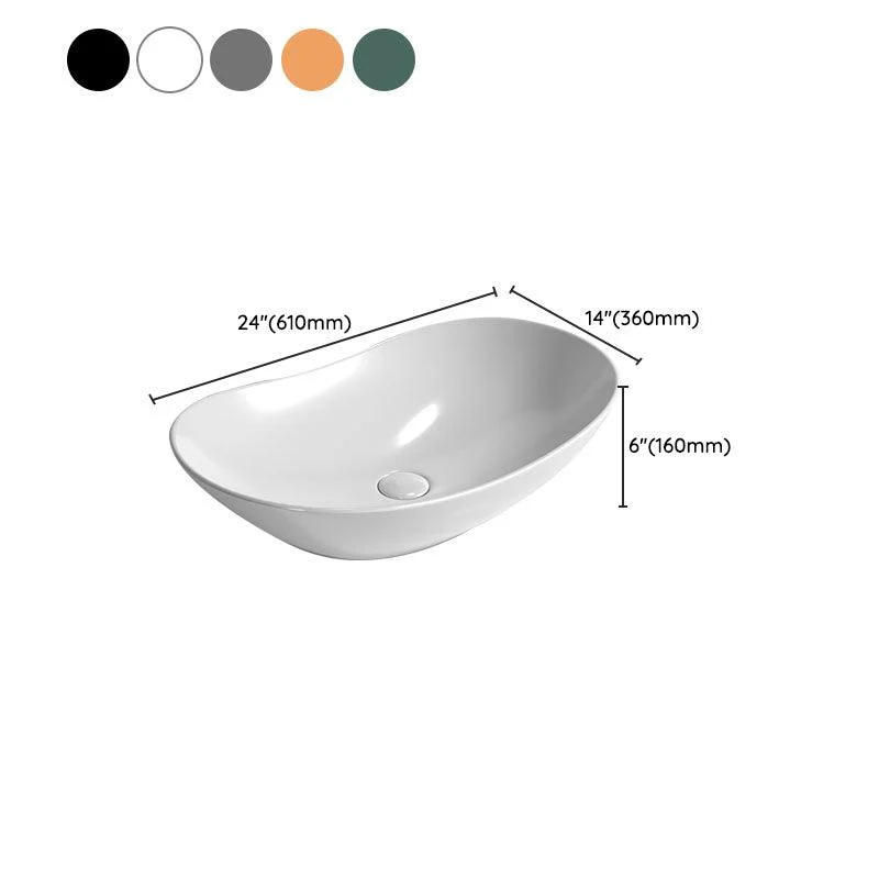 Oval Porcelain Vessel Sink Modern Style Vessel Lavatory Sink with No Craftsmanship -Bathlova