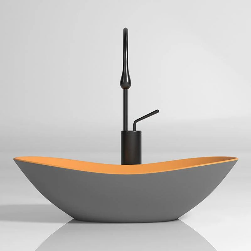 Oval Porcelain Vessel Sink Modern Style Vessel Lavatory Sink with No Craftsmanship -Bathlova