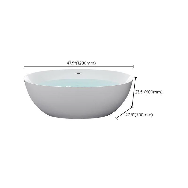 Oval Stand Alone Bath Acrylic Soaking White Modern Back to Wall Bathtub -Bathlova