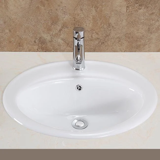 Oval Undermount Bathroom Sink Porcelain Shut-Off Valve Included Bathroom Sink -Bathlova