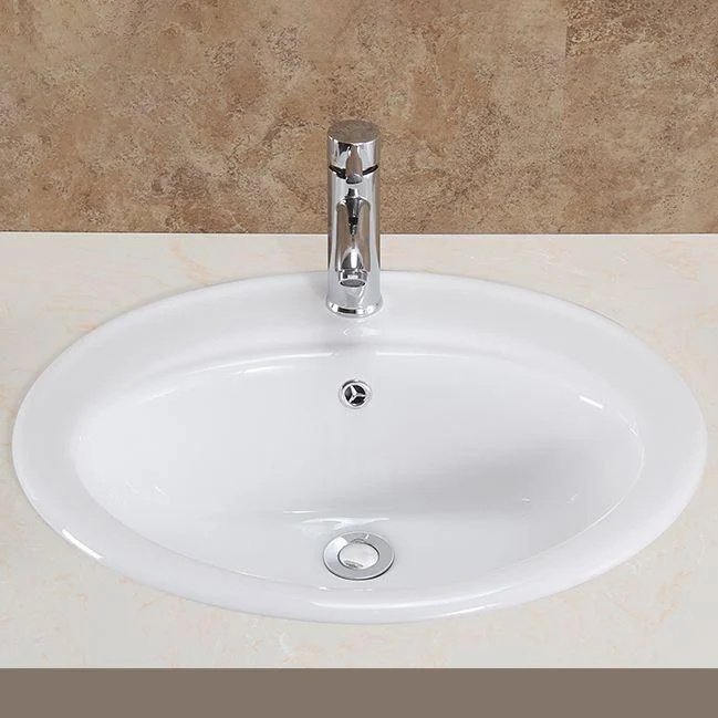 Oval Undermount Bathroom Sink Porcelain Shut-Off Valve Included Bathroom Sink -Bathlova