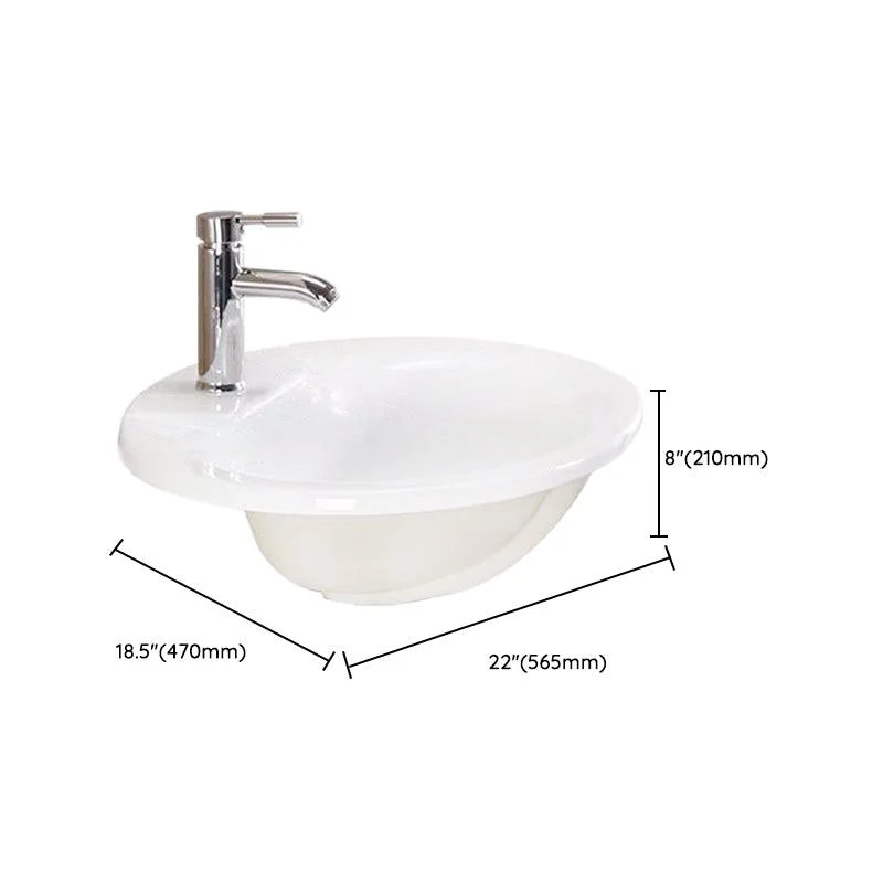 Oval Undermount Bathroom Sink Porcelain Shut-Off Valve Included Bathroom Sink -Bathlova