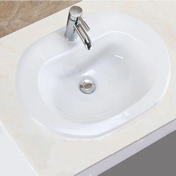 Oval Undermount Bathroom Sink Porcelain Shut-Off Valve Included Bathroom Sink -Bathlova