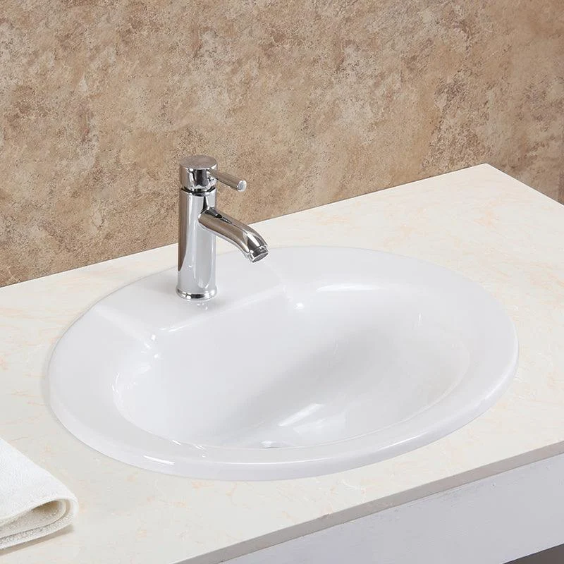 Oval Undermount Bathroom Sink Porcelain Shut-Off Valve Included Bathroom Sink -Bathlova