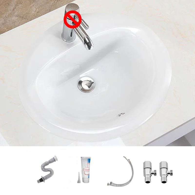 Oval Undermount Bathroom Sink Porcelain Shut-Off Valve Included Bathroom Sink -Bathlova