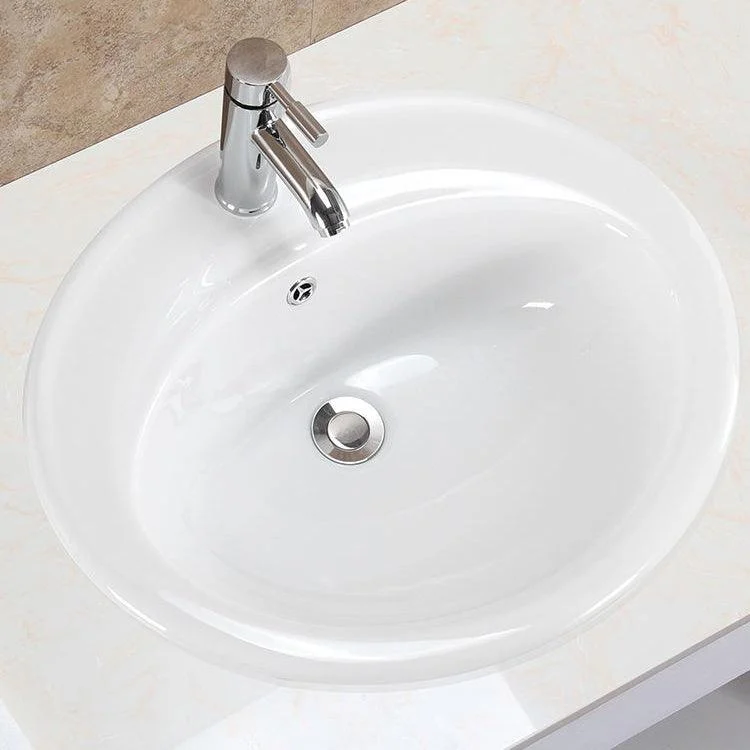 Oval Undermount Bathroom Sink Porcelain Shut-Off Valve Included Bathroom Sink -Bathlova