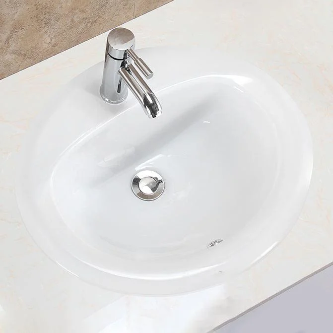 Oval Undermount Bathroom Sink Porcelain Shut-Off Valve Included Bathroom Sink -Bathlova