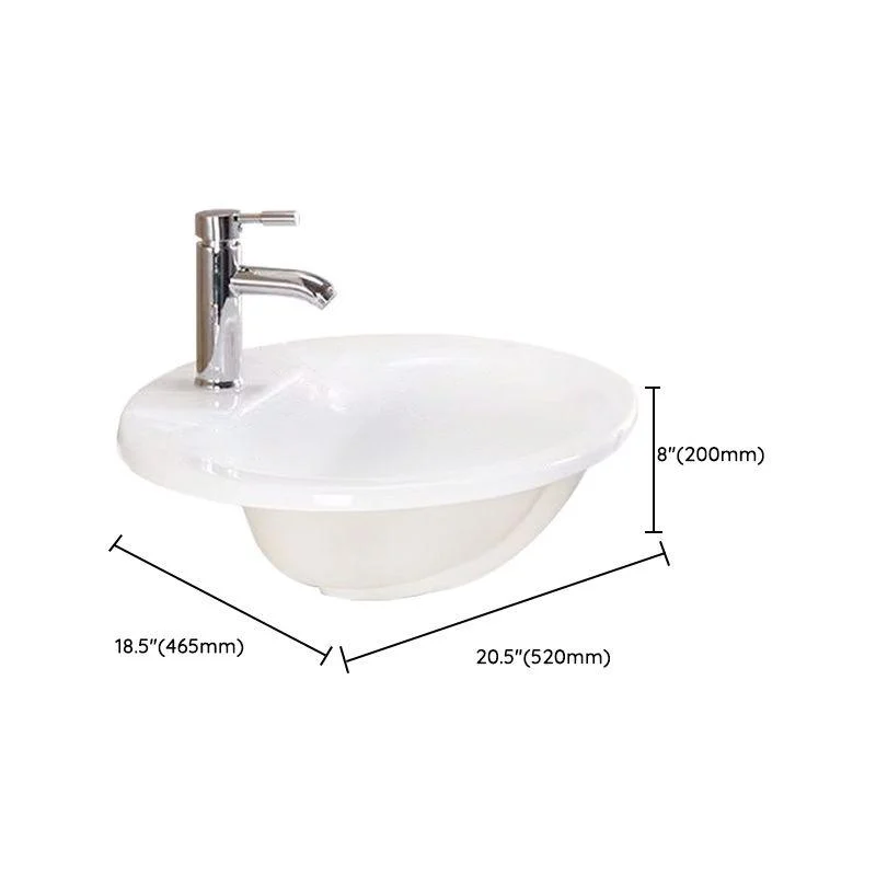 Oval Undermount Bathroom Sink Porcelain Shut-Off Valve Included Bathroom Sink -Bathlova