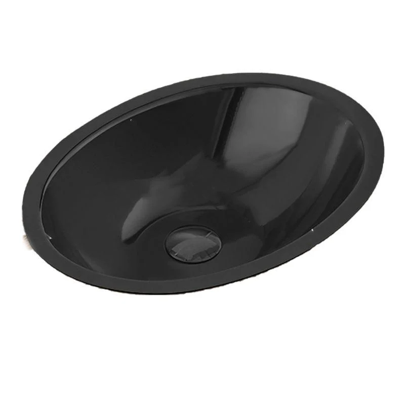 Oval Undermount Bathroom Sink Stainless Steel Shut-Off Valve Included Bathroom Sink -Bathlova