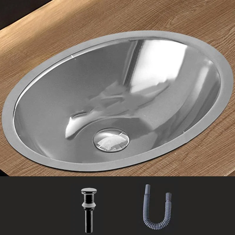 Oval Undermount Bathroom Sink Stainless Steel Shut-Off Valve Included Bathroom Sink -Bathlova