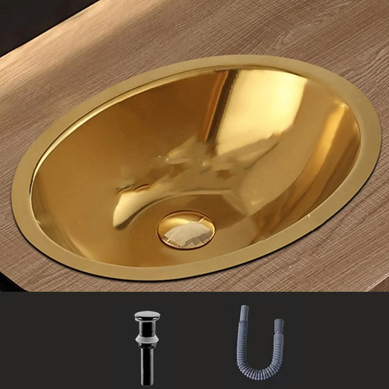 Oval Undermount Bathroom Sink Stainless Steel Shut-Off Valve Included Bathroom Sink -Bathlova