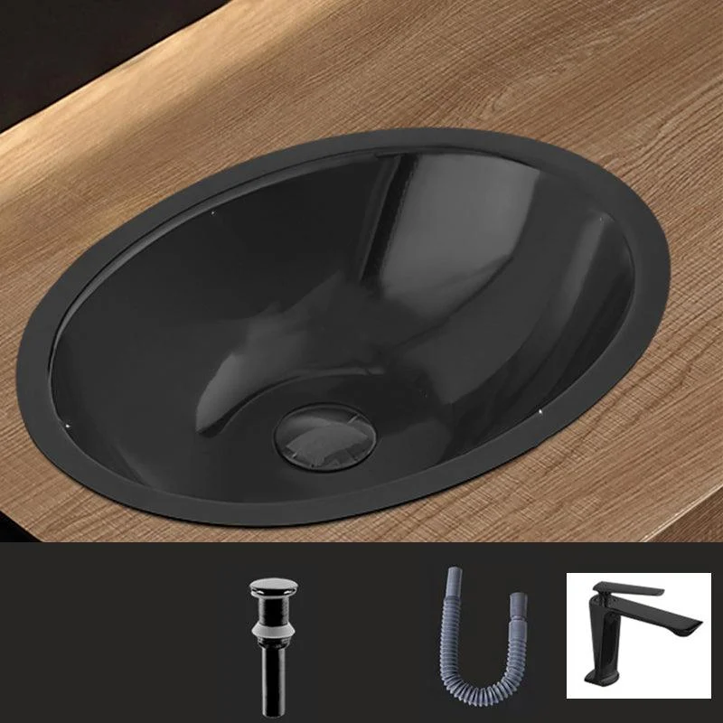 Oval Undermount Bathroom Sink Stainless Steel Shut-Off Valve Included Bathroom Sink -Bathlova