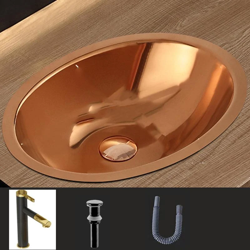 Oval Undermount Bathroom Sink Stainless Steel Shut-Off Valve Included Bathroom Sink -Bathlova