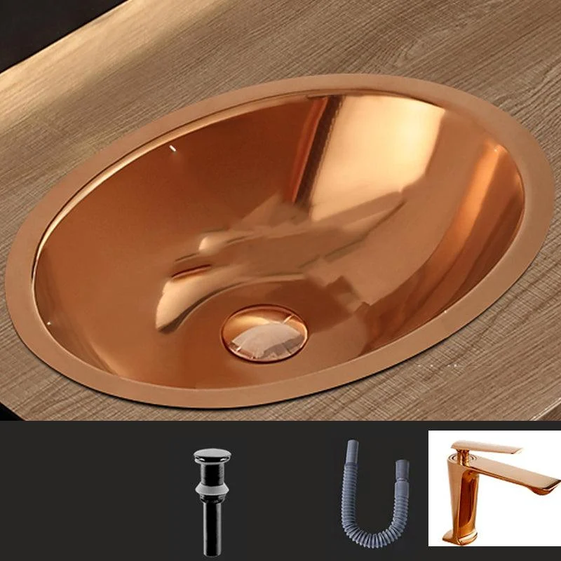 Oval Undermount Bathroom Sink Stainless Steel Shut-Off Valve Included Bathroom Sink -Bathlova