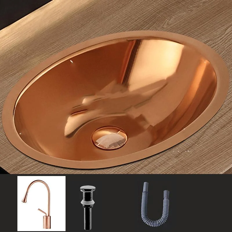 Oval Undermount Bathroom Sink Stainless Steel Shut-Off Valve Included Bathroom Sink -Bathlova