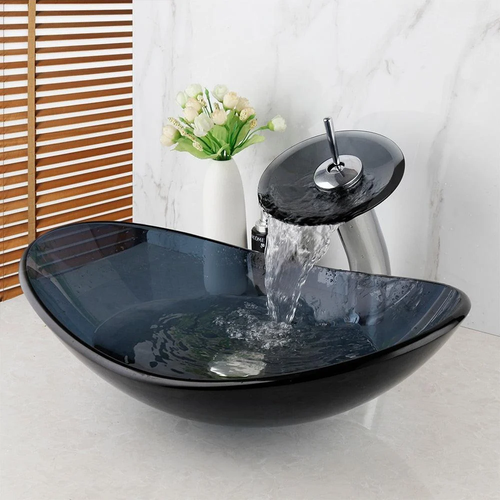 Oval Washroom Basin Vessel Vanity Sink Bathroom Mixer Basin Washbasin -Bathlova