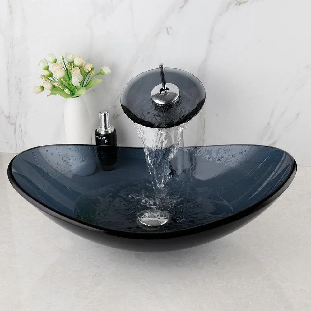 Oval Washroom Basin Vessel Vanity Sink Bathroom Mixer Basin Washbasin -Bathlova