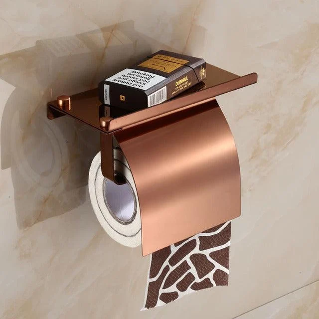 Paper Holder Gold Tissue Paper Holder Stainless Steel Rose Gold -Bathlova