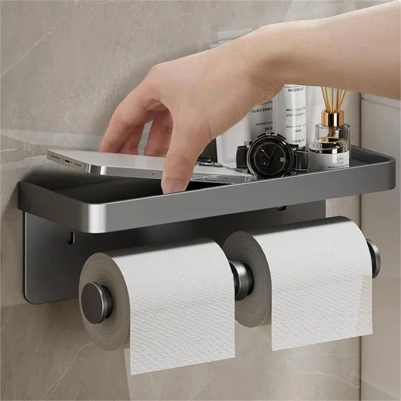 Paper Holder Wall-Mounted Paper Roll Holder With Storage Tray -Bathlova