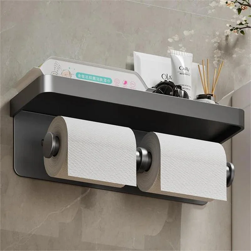 Paper Holder Wall-Mounted Paper Roll Holder With Storage Tray -Bathlova