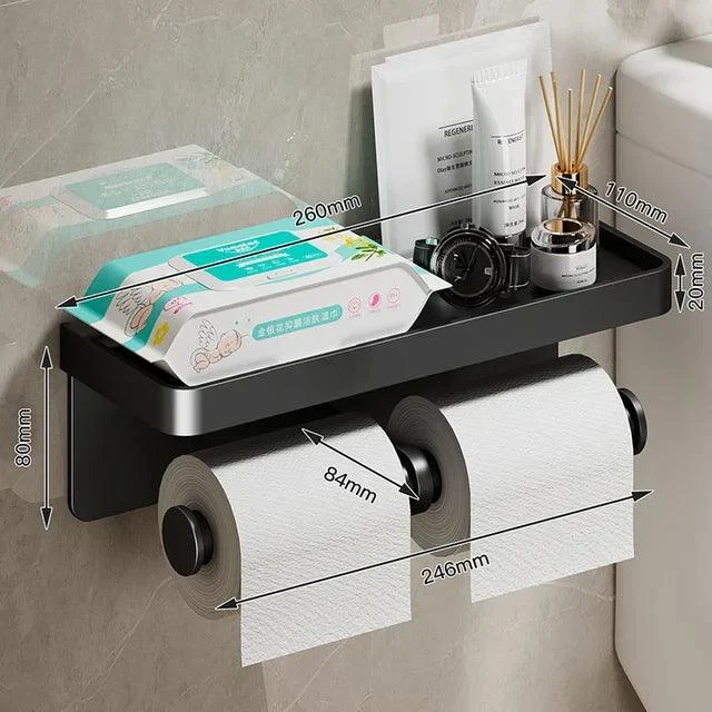 Paper Holder Wall-Mounted Paper Roll Holder With Storage Tray -Bathlova