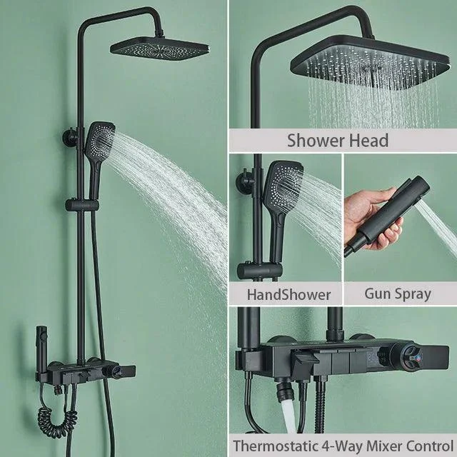 Piano Digital Shower Set Brass Bathroom Tap Rainfall Shower System -Bathlova