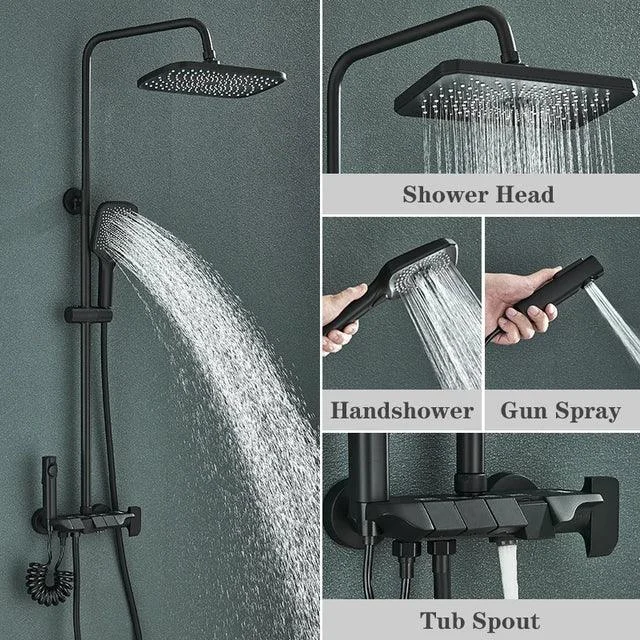 Piano Digital Shower Set Brass Bathroom Tap Rainfall Shower System -Bathlova