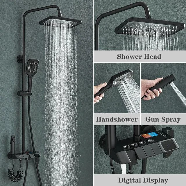 Piano Digital Shower Set Brass Bathroom Tap Rainfall Shower System -Bathlova