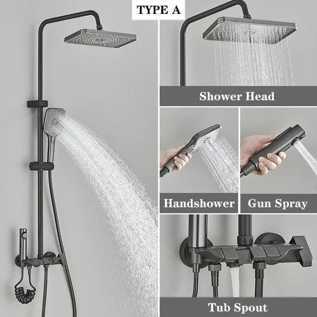 Piano Digital Shower Set Brass Bathroom Tap Rainfall Shower System -Bathlova