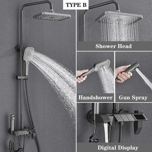 Piano Digital Shower Set Brass Bathroom Tap Rainfall Shower System -Bathlova