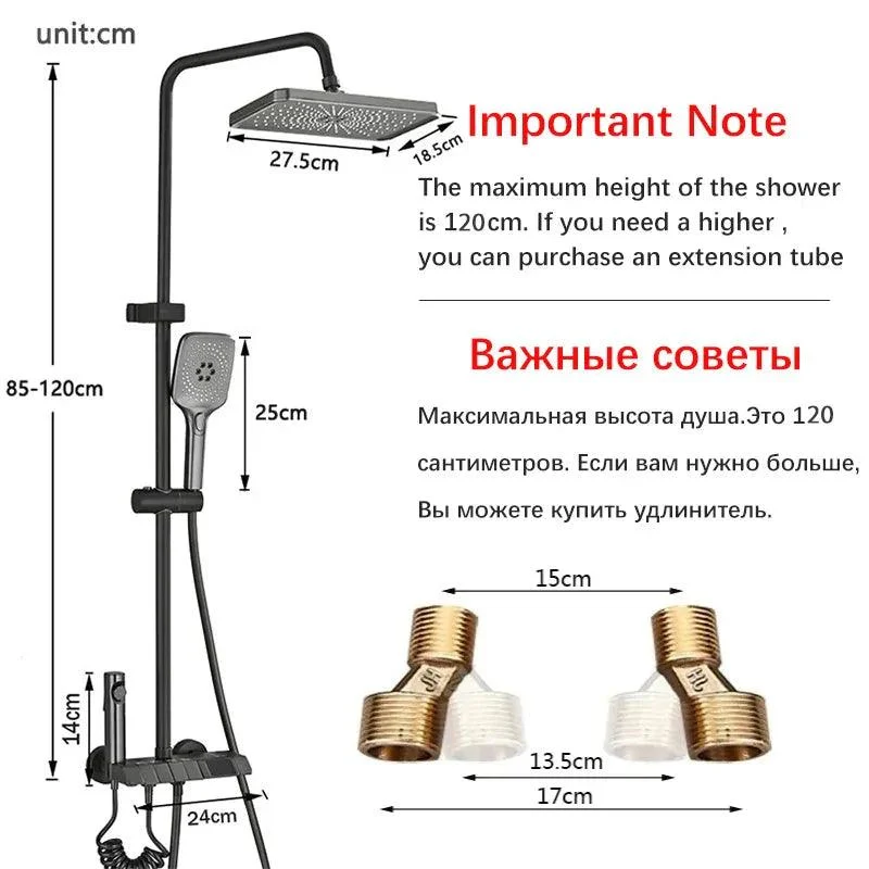 Piano Digital Shower Set Brass Bathroom Tap Rainfall Shower System -Bathlova