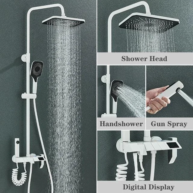 Piano Digital Shower Set Brass Bathroom Tap Rainfall Shower System -Bathlova