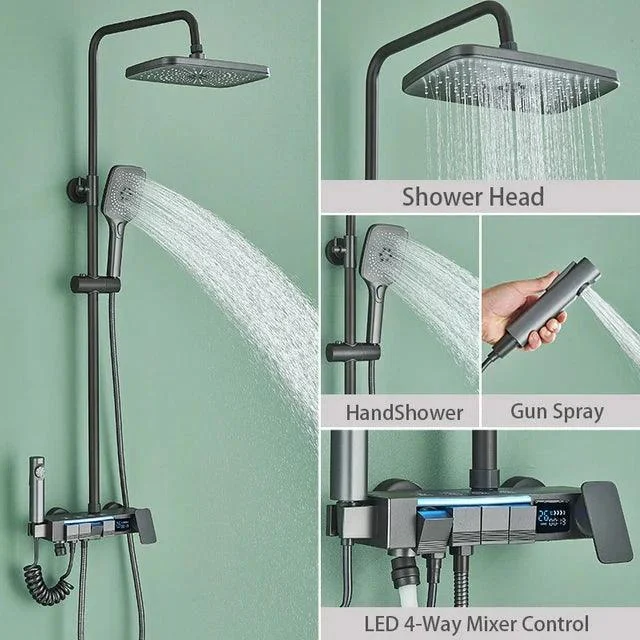 Piano Digital Shower Set Brass Bathroom Tap Rainfall Shower System -Bathlova