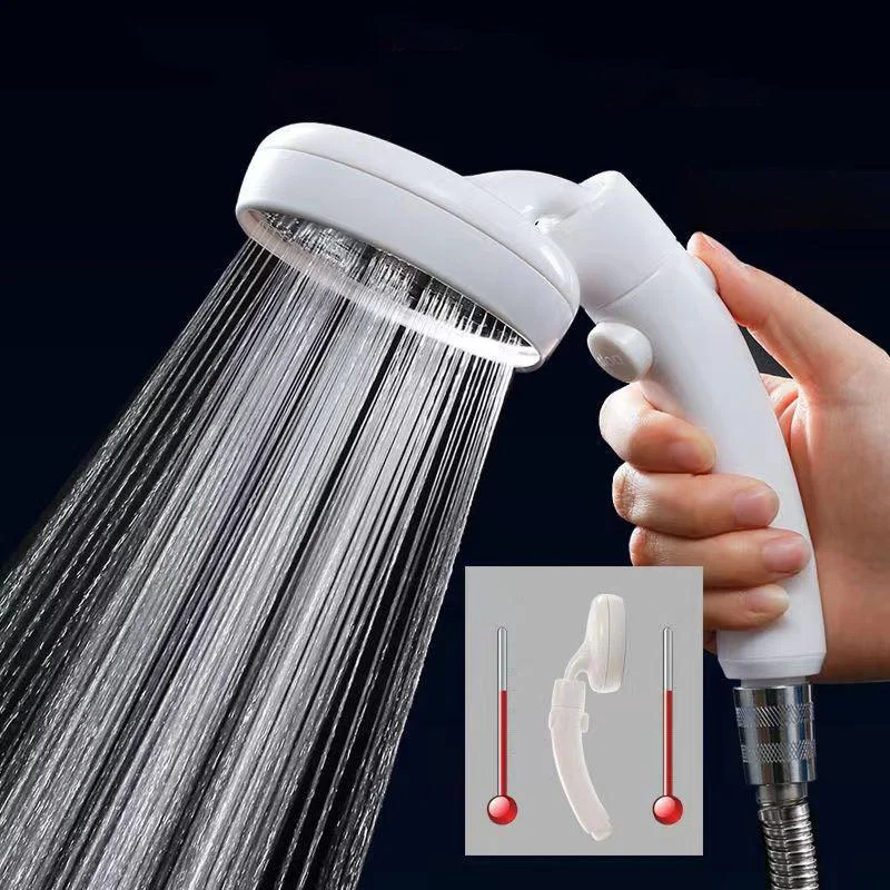 Plastic Handheld Shower Head White Standard Spray Round Wall Mount Swivel Shower Head -Bathlova