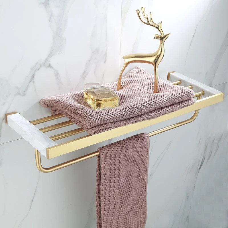 Polished Brass Bathroom Accessory Set Marble Bathroom Hardware -Bathlova