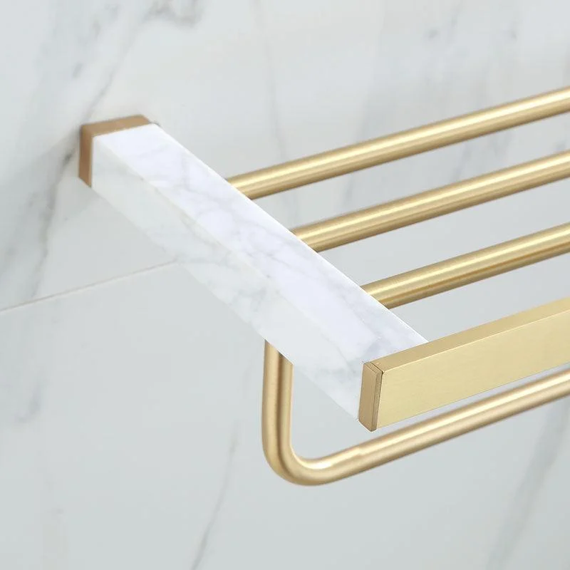 Polished Brass Bathroom Accessory Set Marble Bathroom Hardware -Bathlova