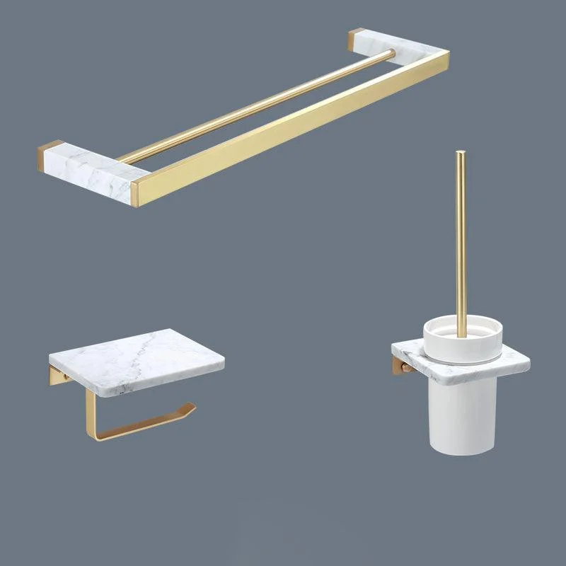 Polished Brass Bathroom Accessory Set Marble Bathroom Hardware -Bathlova