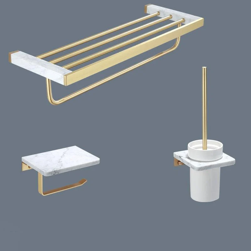 Polished Brass Bathroom Accessory Set Marble Bathroom Hardware -Bathlova