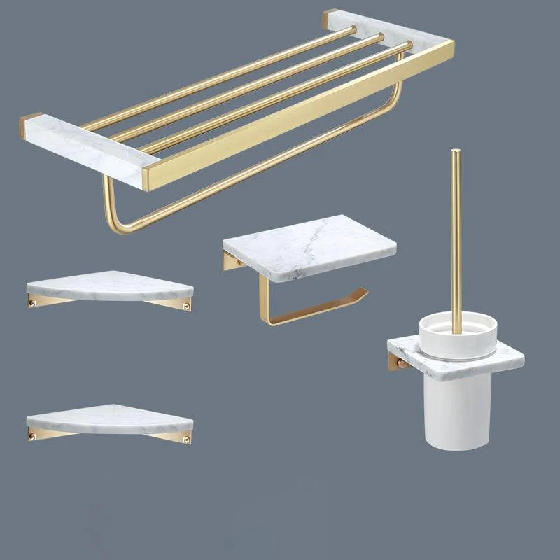 Polished Brass Bathroom Accessory Set Marble Bathroom Hardware -Bathlova