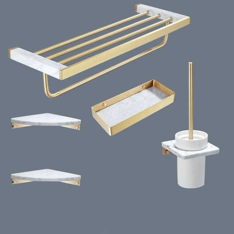 Polished Brass Bathroom Accessory Set Marble Bathroom Hardware -Bathlova