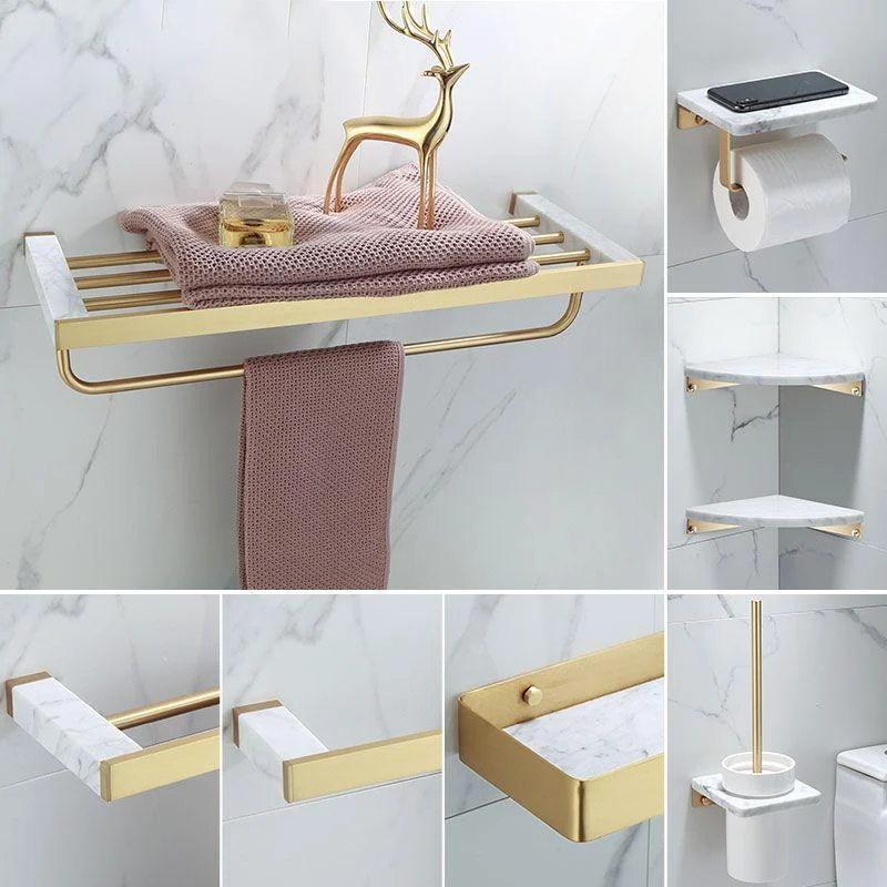 Polished Brass Bathroom Accessory Set Marble Bathroom Hardware -Bathlova