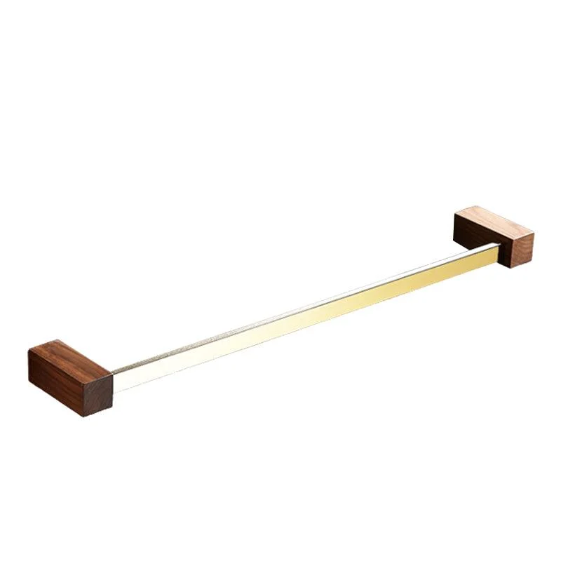 Polished Brass Bathroom Hardware Set Metal & Wood Bathroom Set with Bath Shelf/Towel Bar -Bathlova