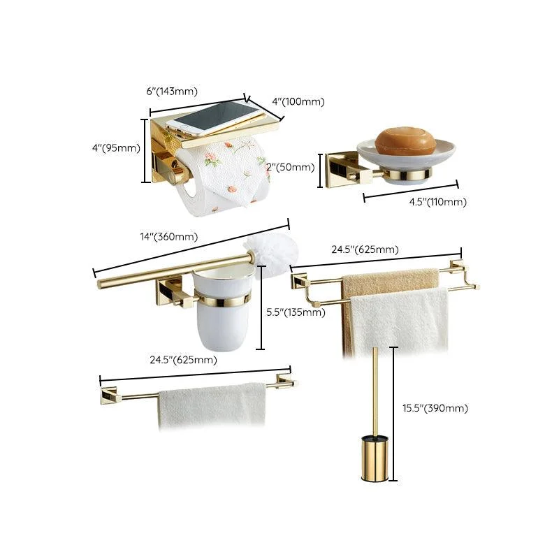 Polished Brass Classic Bathroom Accessory with Bath Shelf/Towel Bar & Paper Holder -Bathlova