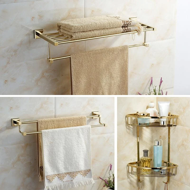 Polished Brass Classic Bathroom Accessory with Bath Shelf/Towel Bar & Paper Holder -Bathlova