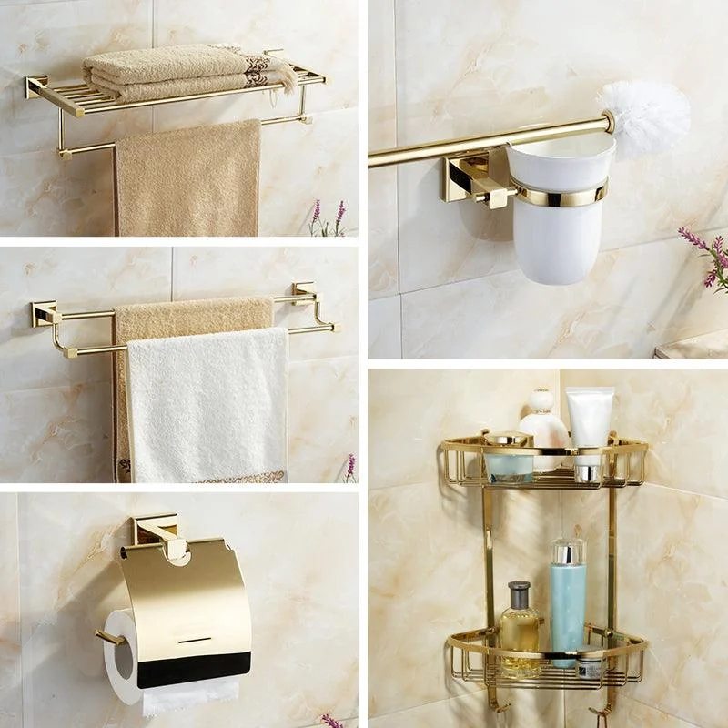 Polished Brass Classic Bathroom Accessory with Bath Shelf/Towel Bar & Paper Holder -Bathlova