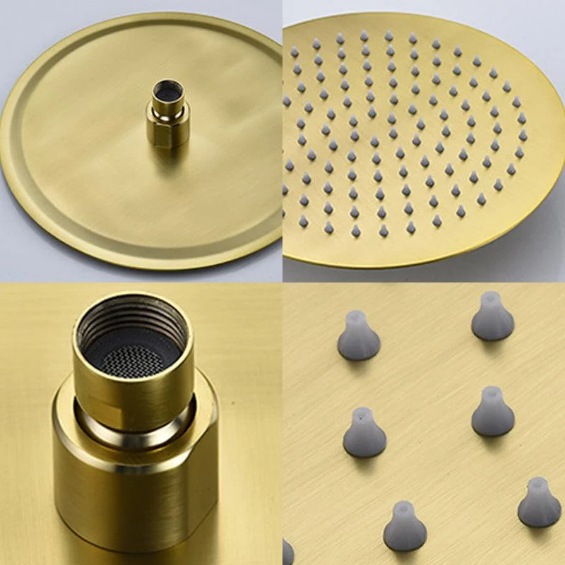 Polished Brass Round Fixed Shower Head Stainless Steel Wall-Mount Showerhead -Bathlova