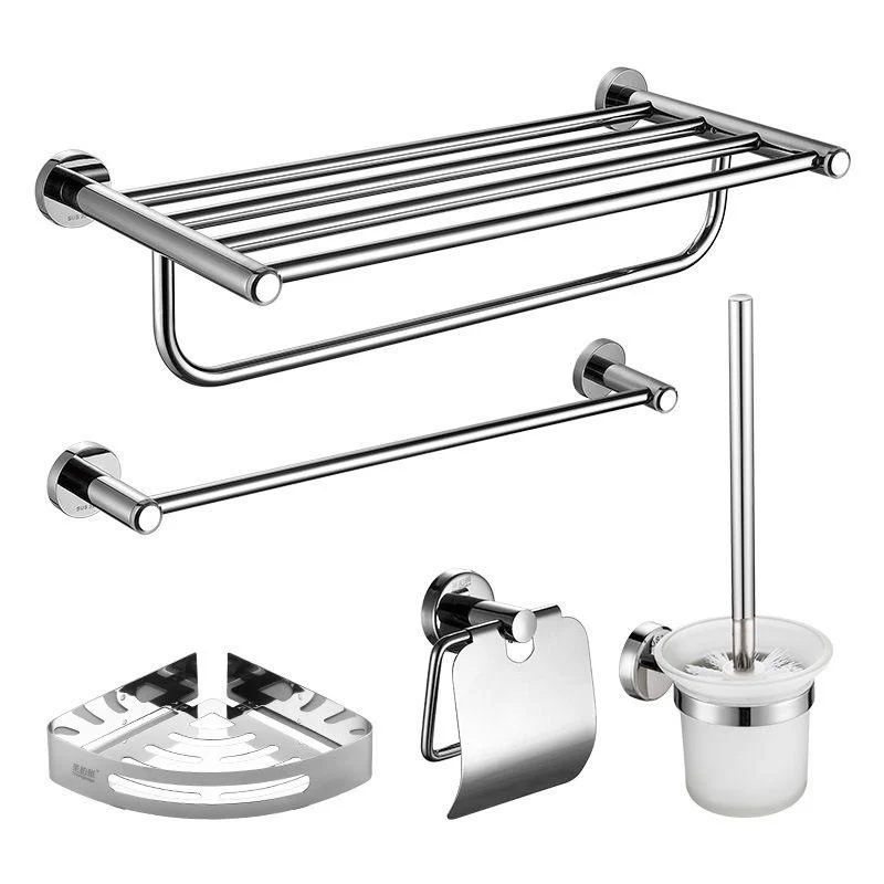 Polished Chrome 5-Piece Modern Bathroom Accessory Set with Bath Shelf -Bathlova