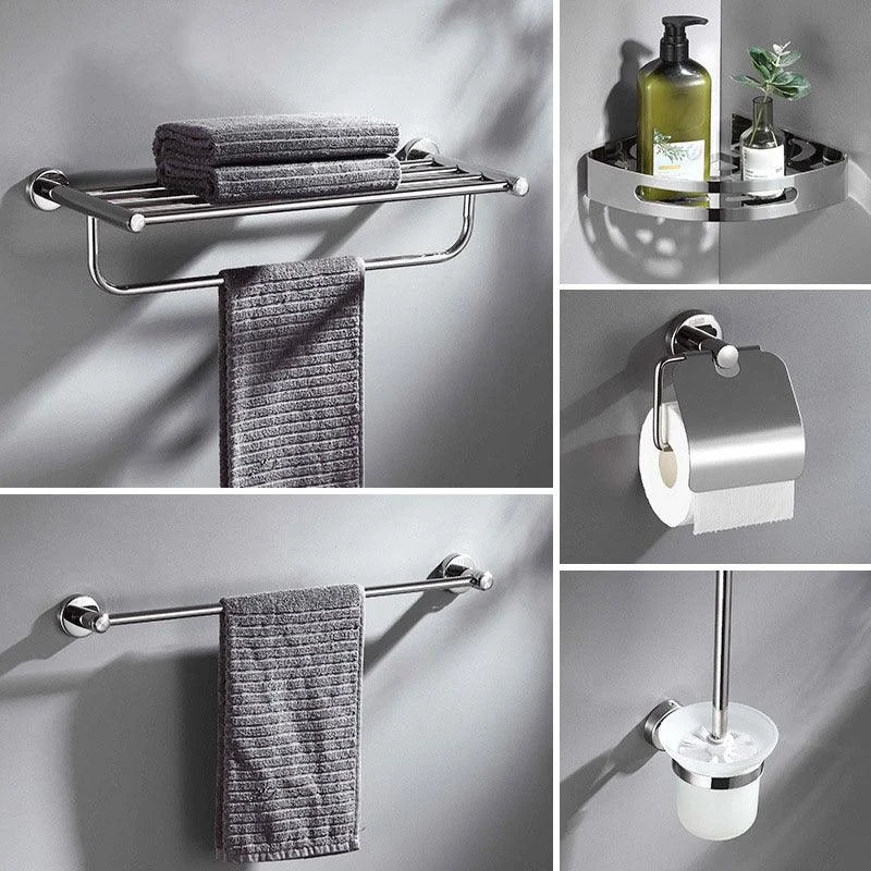 Polished Chrome 5-Piece Modern Bathroom Accessory Set with Bath Shelf -Bathlova