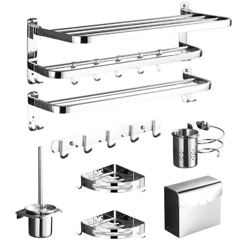 Polished Chrome Bath Hardware Set in Stainless Steel with Bath Shelf/Robe Hooks/Towel Bar -Bathlova