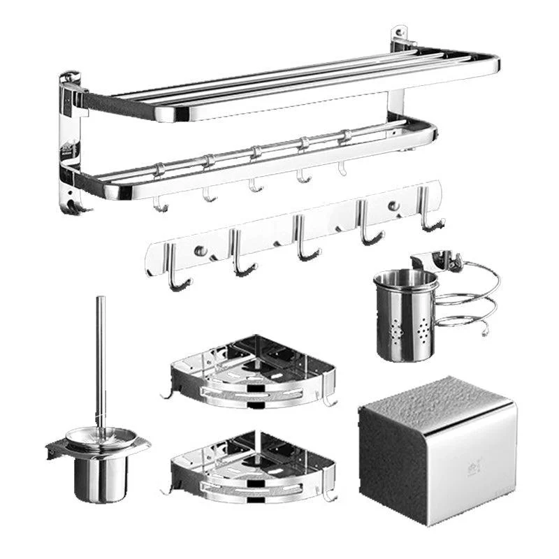 Polished Chrome Bath Hardware Set in Stainless Steel with Bath Shelf/Robe Hooks/Towel Bar -Bathlova